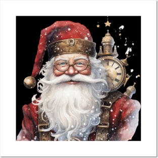 Steampunk Santa with Clocks Posters and Art